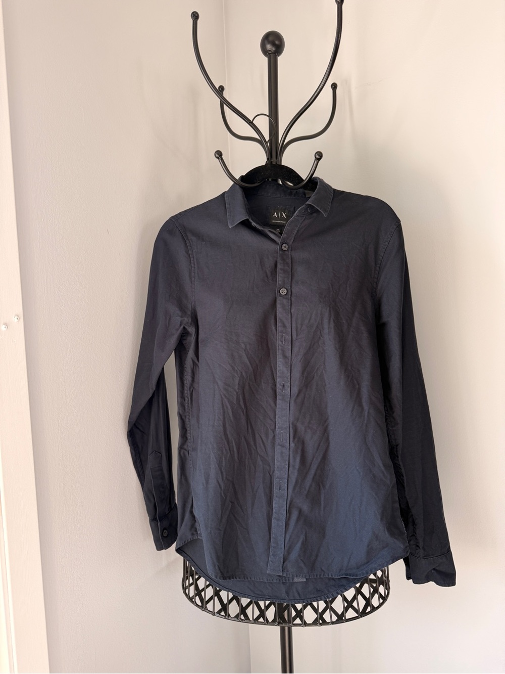 Armani Exchange Men's Black Button-Down Dress Shirt